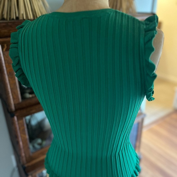 Zara green sleeveless ruffle sleeve stretchy pullover top - Picture 4 of 5